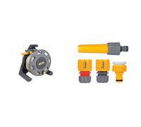 Hozelock 2412D0000 30m Compact Reel with 15m Hose & HOZELOCK 2352 Hose Fitting Starter Set