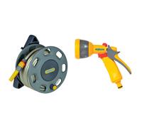 Hozelock 30m Wall Mounted Reel with 15m hose & Spray Gun, Multi-Colour