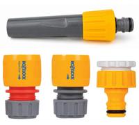 Hozelock 4 Piece Hose Connector Set With Adjustable Spray Nozzle & Fittings