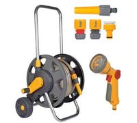 Hozelock 45M Free Standing Garden Hose Cart 20M Hose Connector Spray Gun 2489