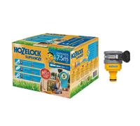 Hozelock 7.5m Superhoze Hosepipe, Yellow & Grey & Round Mixer Tap Connector with a Minimum Diameter of 20 mm & a Maximum Diameter of 24 mm