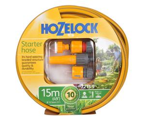 Hozelock 72159 Hose Pipe 15m with Starter Set Garden Watering Irrigation