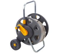 HOZELOCK - Cart Reel 20m : 1-piece Rewind Handle, Sturdy Frame for General Use, Supplied Assembled with 20m Hose, 1 Nozzle and Fittings [2432R0000]