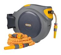 HOZELOCK - Exclusive to Amazon: 40m Auto Reel with Free 7.5m Superhoze: Easy to Install, Child-Lock, Auto-Rewind, Ready-to-Use, Expanding Hose Included While Stocks Last, Grey