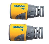 HOZELOCK - Hose Connector Plus ? 12.5mm - 15mm (1/2"- 5/8") Soft Touch x2 : Watertight, Non-slip, Flexible, Long Connector Prevents Twisting, Swelling