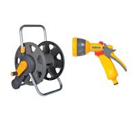 Hozelock Hose Reel Spray Gun 60m 125mm Wall Mount or Freestanding 5 Spray Patterns Locking Function Flow Control