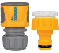 Hozelock Outdoor Tap Connector Kit Hose End Connector 1/2 3/4 Inch Bsp Universal Fit Quick Click Soft Touch Non Slip 100-000-553