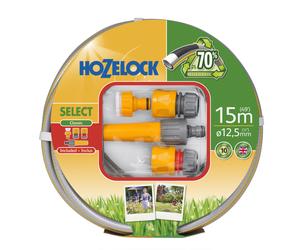 HOZELOCK - Select Hose 12.5mm x 15m Starter Set, Up To 70% Recycled PVC, Braided Reinforcement, Hard-Wearing Garden Hose, Quality and Durability,