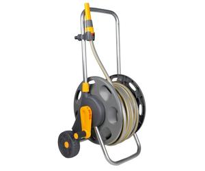 Hozelock Wheeled Hose Reel Cart 60 m with 30 m Hose - Fully Assembled, Foldable Handle, Soft-Grip & Adjustable Nozzle
