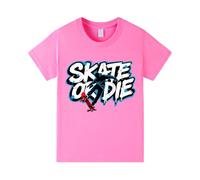 HozenFly Kids T-Shirt Boys Girls 100% Cotton Tshirts Skateboarding Short Sleeve Top Summertime Children Clothing Rose red 6, 7 Years