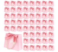 HOZEON 100 Pack Pink Thank You Gift Bags with Handles - 5.5x4.7x2.5 Inches Mini Party Favor Bags for Wedding, Baby Shower & Birthday Celebrations