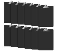 HOZEON 12 Pack A4 Plastic Clipboards with Metal Clip and Hanging Hook, 12.4 x 8.8 Inch Black Clip Boards for Office File Paper Organization
