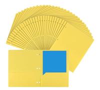 HOZEON 30 Pack Plastic 2 Pocket Folders with Prongs, Punched Folders with 3 Metal Fastener Clips for Office Document Organization and Filing (Yellow)