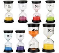 HOZEON 8 Pack Sand Timer Set, Plastic Hourglass Sand Timer, Colorful Sandglass Hourglass Sand Clock for Classroom, Office, Kitchen, Home, 1/3/5/10/15/30/45/60 Mins