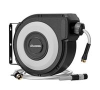 HOZEREEL Wall Mount Retractable Garden Hose Reel, 50 ft, Automatic Self-Retracting, Metal Mounting Bracket, 1/2 Inch Hose Included