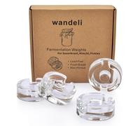 hoziel 4 Pack Fermentation Glass Weights for Fermenting, Canning, Pickling with Easy-Grip Handle for Wide-Mouth Mason Jars,Groove to Remove Excess Brine