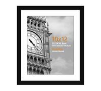 HoziRes 12 x 10 inch Picture Frame, 100% Solid Wood 10x12 Photo Frame Black with Plexiglass Front for Tabletop and Wall Mounting, Poster Frames with Mat for 8 x 10 inch Printing