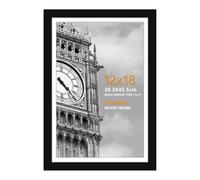 HoziRes 18 x 12 Inch Picture Frame, 100% Solid Wood 18x12 Photo Frames, 12 x 18 Inch Frame with Plexiglass Front for Wall Mounting, Black 30 x 45cm Poster Frame with Mat for 17 x 11 Inch Printing