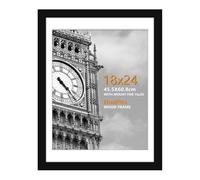 HoziRes 18 x 24 Inch Frame, 100% Solid Wood 24 x 18 Inch Picture Frame Black, Poster Frame 18 x 24 Inches with Plexiglass Front for Wall Mounting, Photo Frames with Mat for 16 x 20 inch Printing