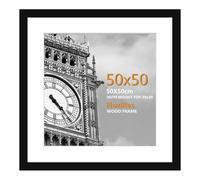 HoziRes 50x50cm Frame Square Picture Frames, Wooden Picture Frames with Plexiglass Front, Black Photo Frames for Wall Mounting, 19.4 x 19.4 inch Poster Frames with Mat for 39x39cm Printing