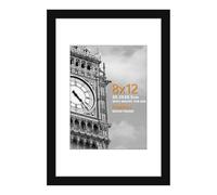 HoziRes 8 x 12 inch Picture Frame, 100% Solid Wood Black Photo Frames with Plexiglass Front for Tabletop and Wall Mounting, Poster Frames with Mat for 6 x 8 inch Printing
