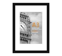HoziRes A3 Picture Frame Black, Wooden Picture Frames A3 Frame with A4 Mount, A3 Photo Frame with Plexiglass Front for Wall Mounting, 11.4 x 16.2 inch Poster Frames for Portrait, Printing