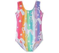 HOZIY Gymnastics Leotards for Girls Unicorn Pink Purple Sparkly Dancewear Activewear Quick Dry, Sleeveless Stripes, 2-3 Years