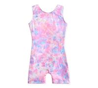HOZIY Gymnastics Leotards for Girls Unicorn Aurora Rainbow Mermaid Dinosaur Cupcake Sparkle Biketard Toddlers Kids Children, Pink Tie Dye, 4-5 Years