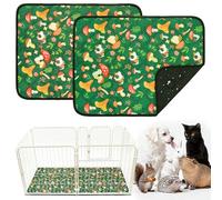 HOZKUY 2-Pack Guinea Pig Cage Liners & Bedding - Fast-Absorbing, Washable & Reusable, Leakproof Pee Pads and Mat with Odor Control & Non-Slip Bottom for Rabbits, Hamsters & All Small Animals (18"x24")