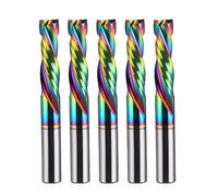 HOZLY Woodwork Milling Cutter ,DLC Coating ,UP & Down Cut 2 Flutes Spiral Carbide Milling Tool CNC Router Compression Wood End Mill Cutter Bits,6mm Shank ,6mm Cutting Dia ,22mm CEL Pack of 5