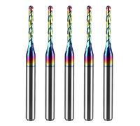 Hozly Shop 5PCS 1/16 Ball Nose CNC Router Bits 1/8 Inch Shank,Carbide Ballnose End Mill with DLC Coating,2 Flute End Milling Cutter Engraving Carving Tool for MDF Wood PVC,1/2" CL,1-1/2" OVL