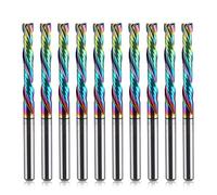 HOZLY Woodwork Milling Cutter ,DLC Coating ,UP & Down Cut 2 Flutes Spiral Carbide Milling Tool CNC Router Compression Wood End Mill Cutter Bits,1/8Inch Shank ,1/8Inch Cutting Dia ,22mm CEL Pack of 10