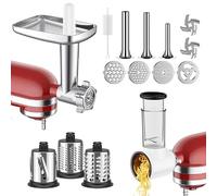 HOZODO Meat Grinder & Slicer Shredder Attachments for KitchenAid Mixer