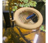 HOZOE Fish Tank Floating Betta Hide，Betta or Shrimp Burrows and Hammock, Fish and Shrimp Feeder，Multifunctional Aquarium Accessories，Anchorable Location (Wood)