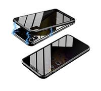 Hozora Anti-peep Magnetic Phone Case,Ultra Thin Anti-Spy 360 Full Protective Phone Case Privacy Protective Clear Double Sided Tempered Glass Protector Cover (For iphone X, Black)
