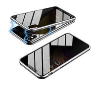Hozora Anti-peep Magnetic Phone Case,Ultra Thin Anti-Spy 360 Full Protective Phone Case Privacy Protective Clear Double Sided Tempered Glass Protector Cover (For iphone XR, Silver)