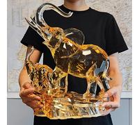 HOZUSO Acrylic Elephant Statue Mother and Baby African Elephant Figurine with Trunk Up Lucky Feng Shui Collectible Figurines Home Decor Gifts for Mom 13.87'' High