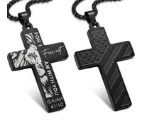 HOZWQRT Stainless Steel Cross Necklace for Men American Flag Pendant Chain Valentines Day Gifts for Him/Son/Father/Teen/Husband Inspirational jesus Bible Verse Jewelry