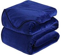 HOZY Baby/Adult Fleece Blanket, 130 x 150 cm, Soft and Warm, Microfiber Polyester, Bedspread, Sofa Throw, Velvet Effect, Easy to Clean, Dark Blue