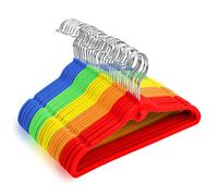 HozyFrozy Multi-Color Premium Kids Velvet Hangers with Mini Hooks, Pack of 30, Non-Slip Space Saving Cascading Clothes Hangers, Rainbow Colors, Red, Orange, Yellow, Green, Blue, 6 Units Each