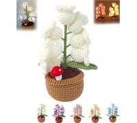 HOZZAVOX Shimmernest Lilyglow Crochet Artificial Flower Lamp - 7 Handcrafted Eternalbloom Lily Night Lights | Distinctive Gift for Wife & Girlfriend | Ideal Birthday & Christmas Decoration(White)
