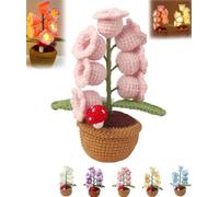 HOZZAVOX Shimmernest Lilyglow Crochet Artificial Flower Lamp - 7 Handcrafted Eternalbloom Lily Night Lights | Distinctive Gift for Wife & Girlfriend | Ideal Birthday & Christmas Decoration(Pink)