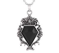 HOZZAVOX Vintage Natural Stone Necklace for Men Women Middle East Pattern Crystals Pendant Stainless Steel Necklaces Jewelry(C)