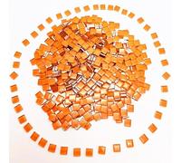 Hozzwhoo 500G/ 1.1LB Bulk Crystal Mosaic Tiles, Assorted Color Opaque, Square Edge, Glue Down, Vibrant, 610 Pcs, 1*1cm/0.4*0.4 inch, Orange
