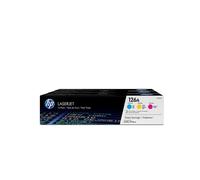 HP 126A 3-pack Cyan/Magenta/Yellow Original LaserJet Toner Cartridges. Colour toner page yield: 1000 pages Printing colours: Cyan Magenta Yellow Quantity per pack: 3 pc(s)