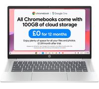 HP Chromebook 14a-nf0002na Intel® N N100 35.6 cm (14") HD 4 GB LPDDR5-SDRAM 128 GB eUFS Wi-Fi 6E (802.11ax) ChromeOS Grey