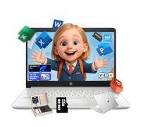 HP 14" Student & Business Laptop, Intel Quad-Core Processor, Windows 11 Pro, 1-Year Microsoft Office 365, 16GB RAM, 128GB UFS, 256GB SD, HD Anti-Glare Display, Wi-Fi 6, Copilot AI, Silver