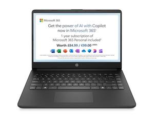 HP 14s-dq3001na Intel Celeron N4500 Dual-Core 4GB RAM 64GB eMMC 14" HD LCD Windows 11 Home S Laptop USB-C HDMI WiFi 6 Lightweight - Black - BM2T8EA#ABU