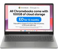 HP 15.6" 15a-nb0006na Intel® Processor N-series, 4GB RAM, 128GB, eMMC, HD, Chromebook - Silver, Silver