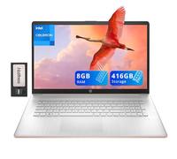HP 17.3" HD+ BrightView Laptop, Intel Celeron N4120, 8GB RAM, 416GB Storage (256GB SSD + 160GB Docking Station Set), Intel UHD Graphics, Full-Size Keyboard, Webcam, Wi-Fi, Windows 11 Home, Rose Gold